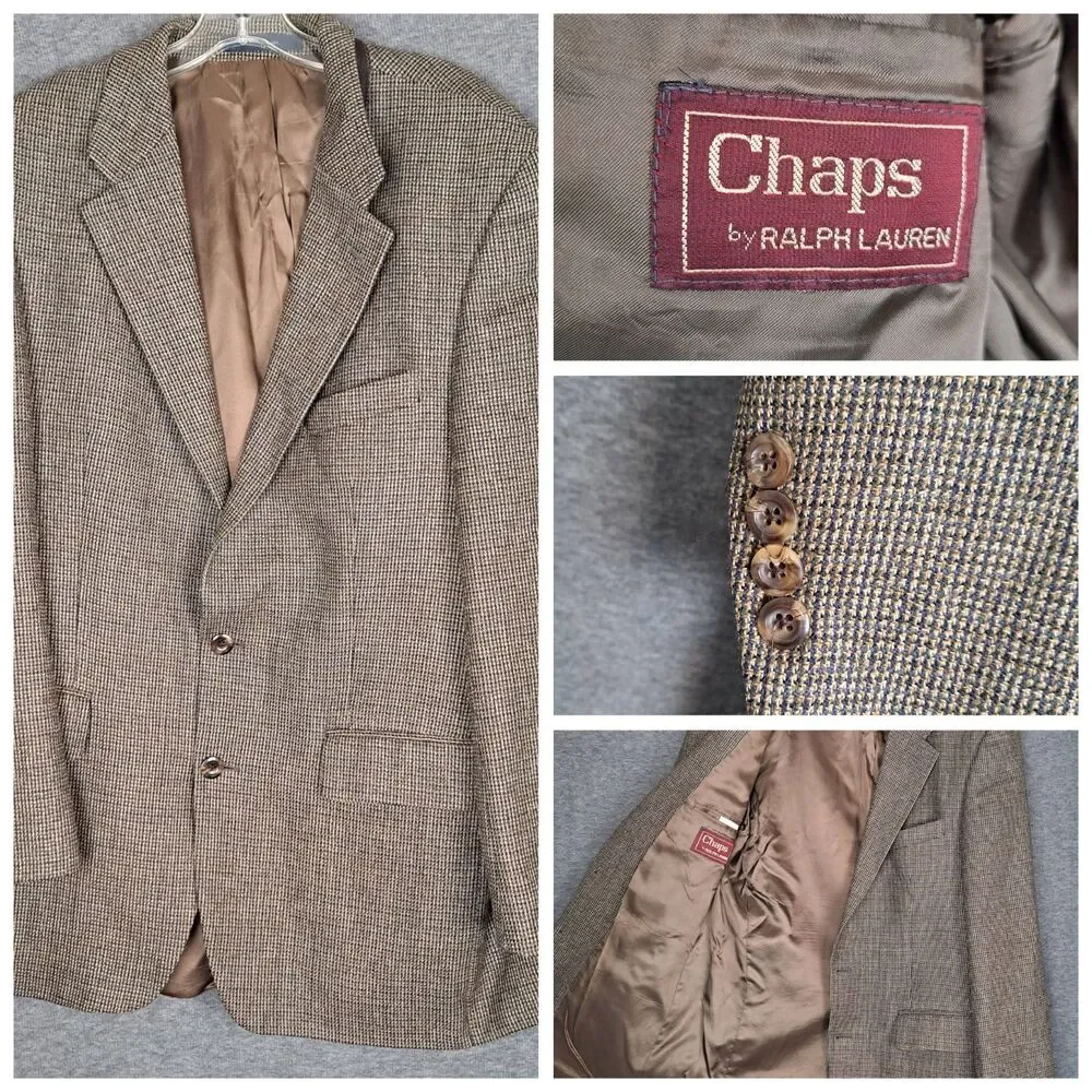 Vintage Chaps Ralph Lauren Men's Wool Blazer Tweed Multicolor 42T Canada FLAW